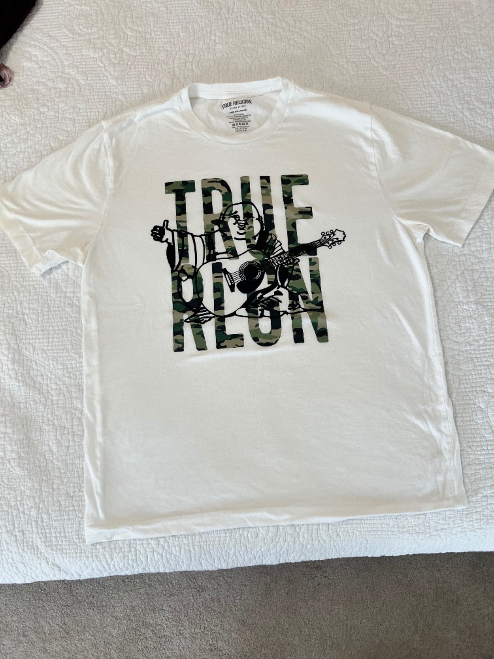True Religion Camo Print Buddha White T-Shirt